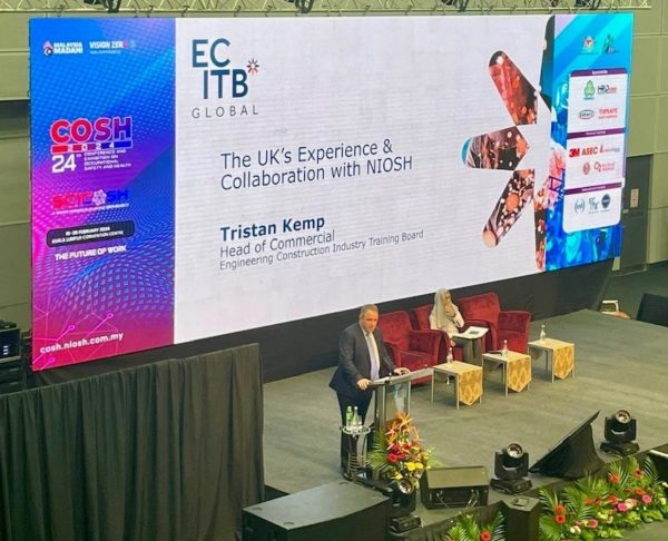 ECITB’s Head of Commercial Tristan Kemp gave a speech at COSH 2024 in Kuala Lumpur