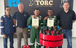 ECITB Global's Jason Riley, second left, at XTorc in Indonesia to see MJI Blended Learning in action